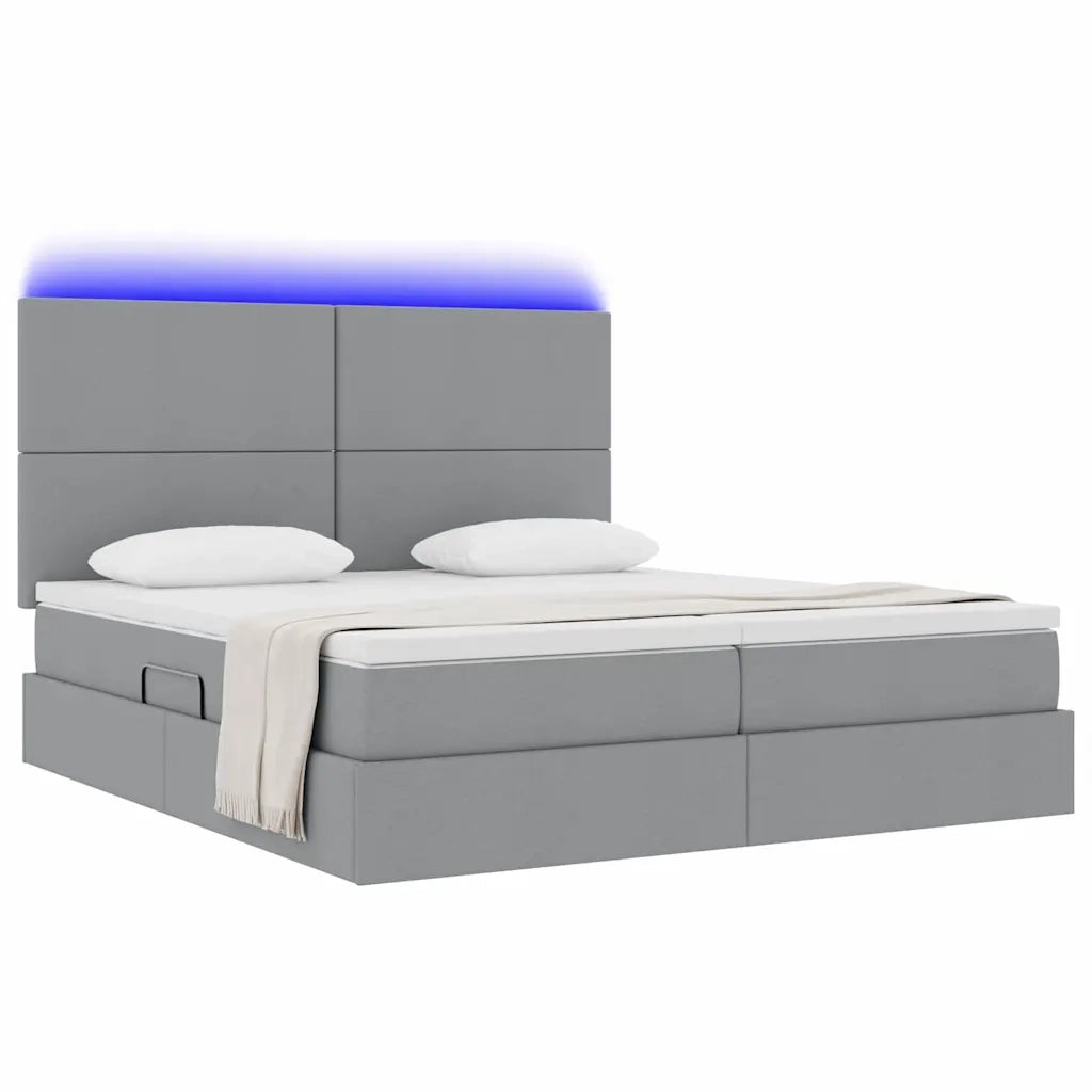 Letto con testiera Grigio chiaro 200 x 200 cm Tessuto