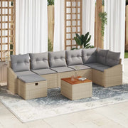 Set Divano da Giardino con cuscino 8 pcs Beige polyrattan