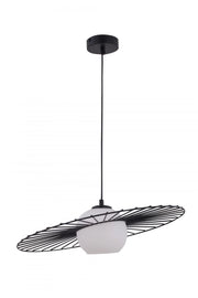 Lampada sospensione Sigma Sol nero vetro bianco E27