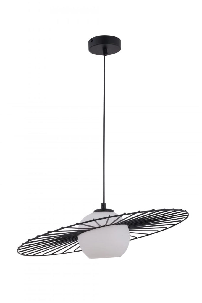 Lampada sospensione Sigma Sol nero vetro bianco E27