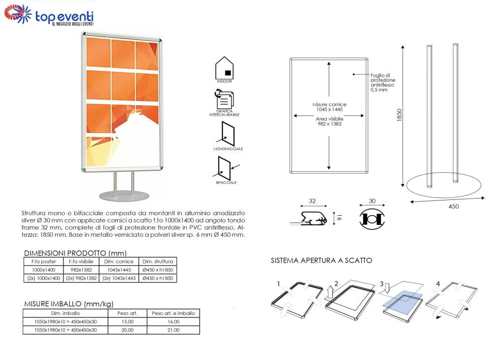 Porta Comunicazioni con Cornice 100 x 140 - Monofacciale