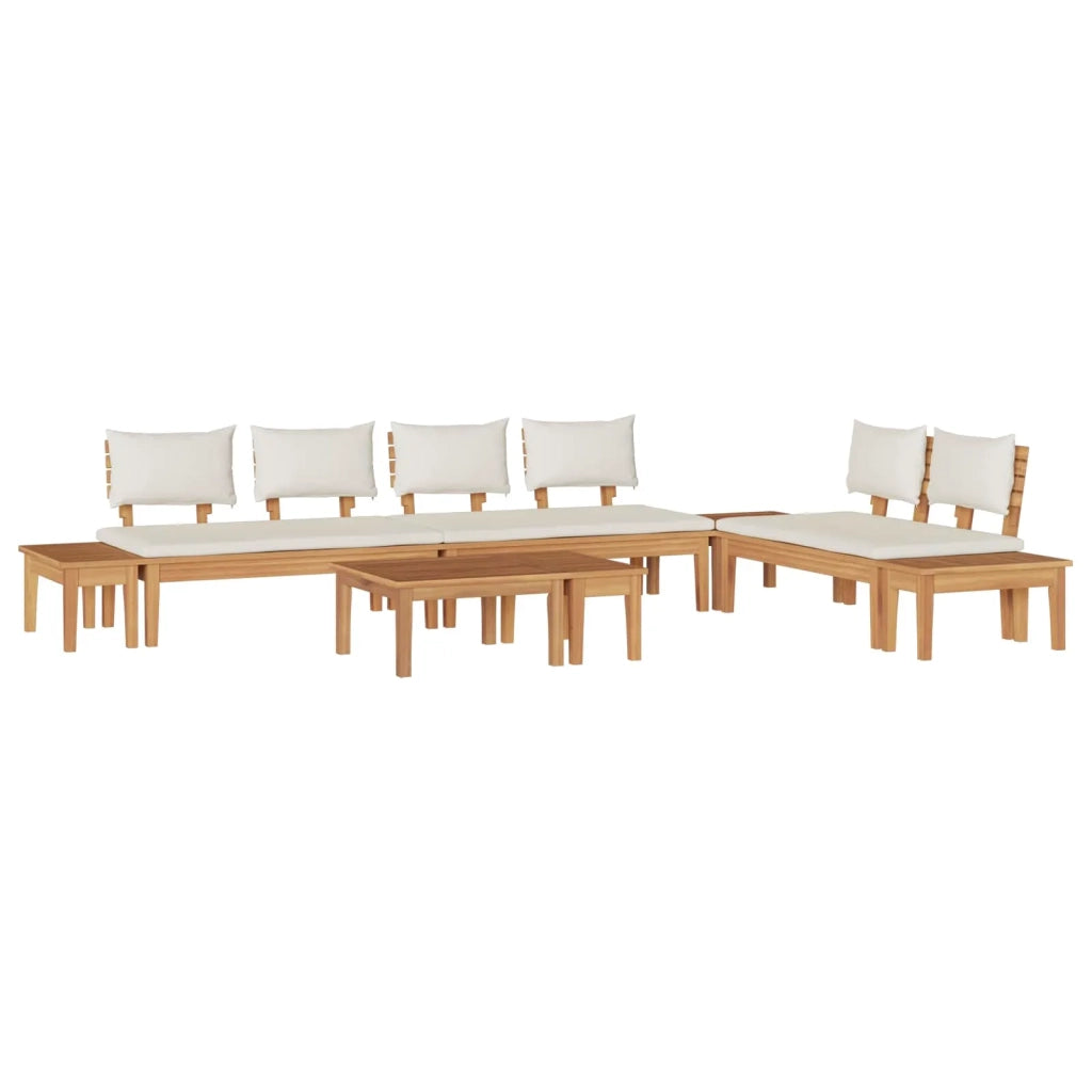 Set Divano da Giardino 5 pcs Marrone e Crema