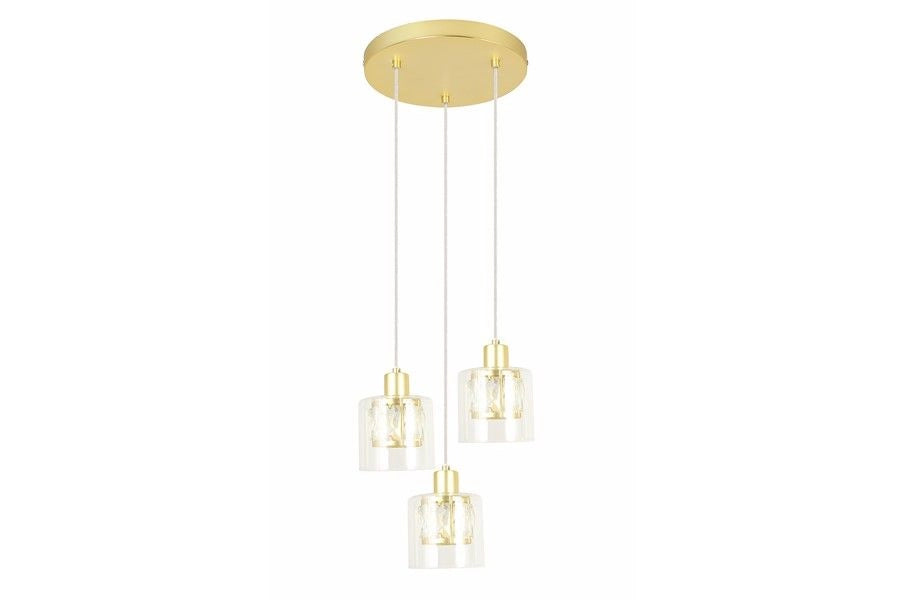 Lampada a sospensione rotonda oro Elmo 3xE14 Reality