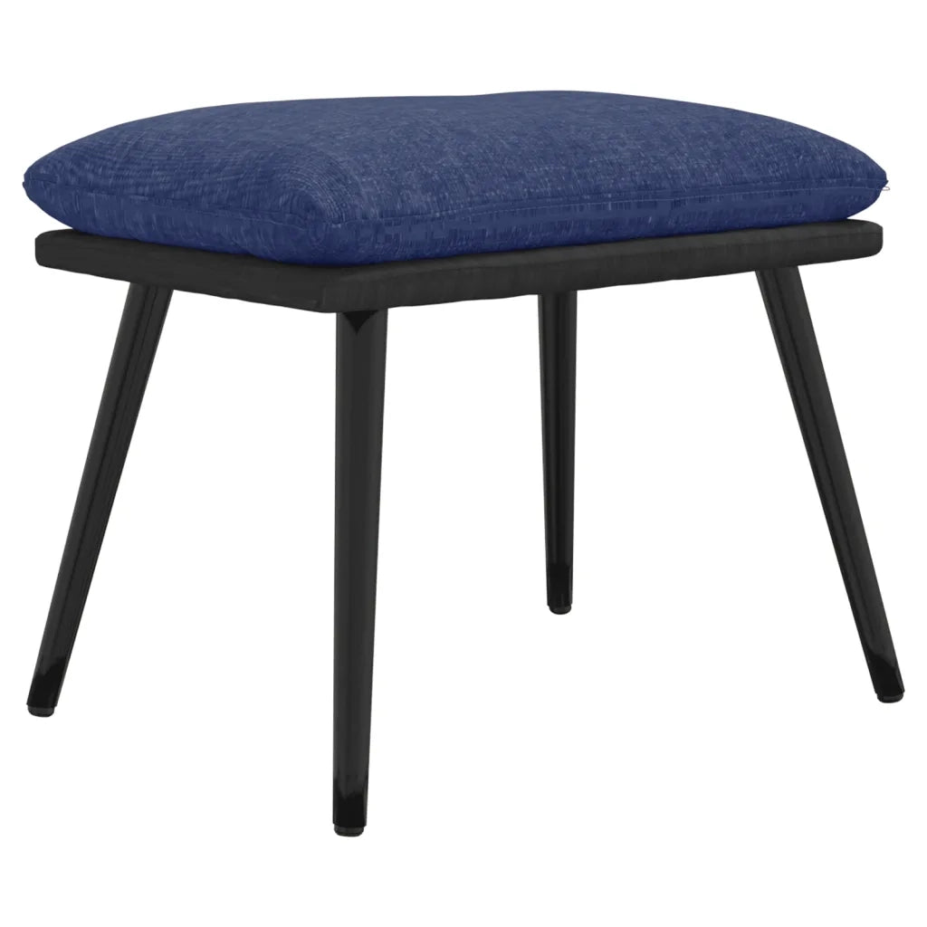 Poltrona Relax con Sgabello Blu in Tessuto e Similpelle 3097510