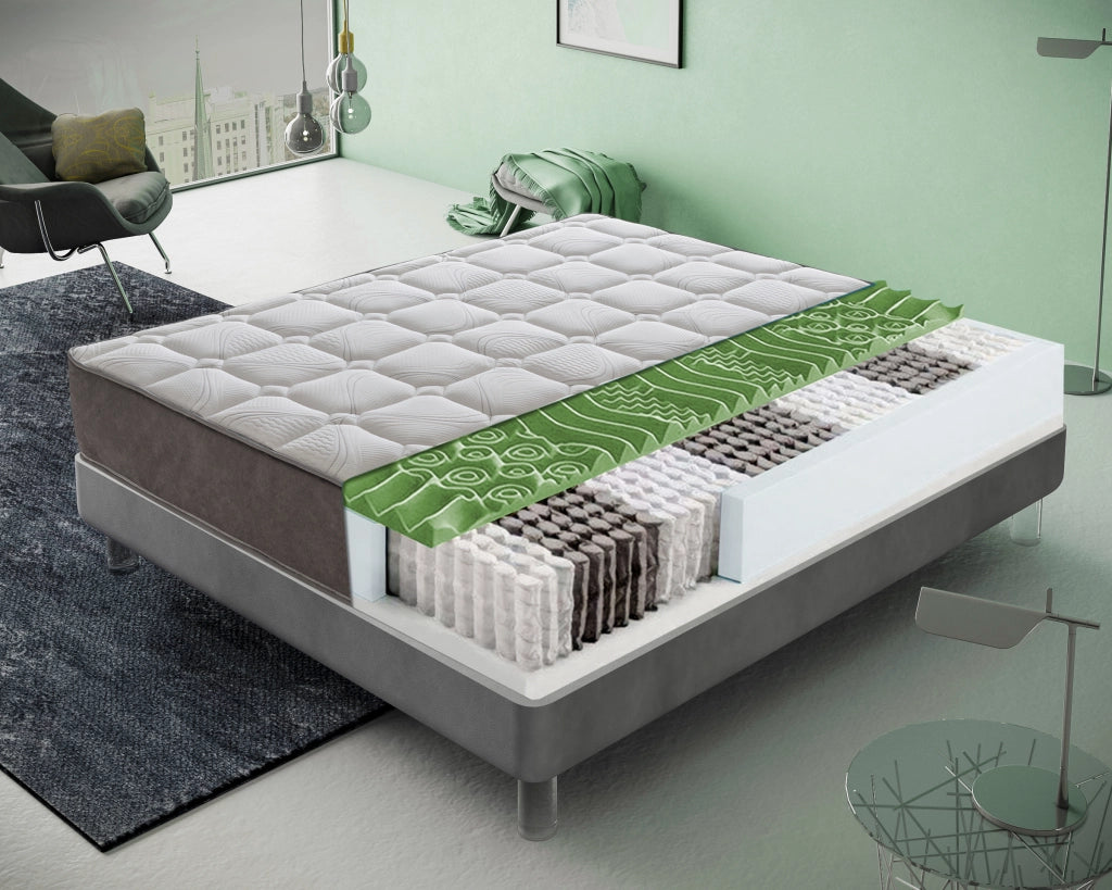 Materasso Matrimoniale 160x190 Molle Insacchettate e Memory Foam - Alto 25 cm - 13 Zone di Comfort