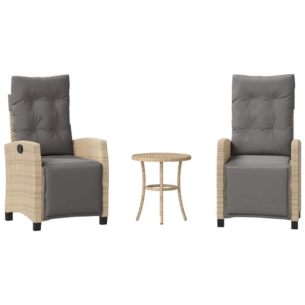 Set da Bistrò 3 pz con Cuscini Beige Misto in Polyrattan 365253