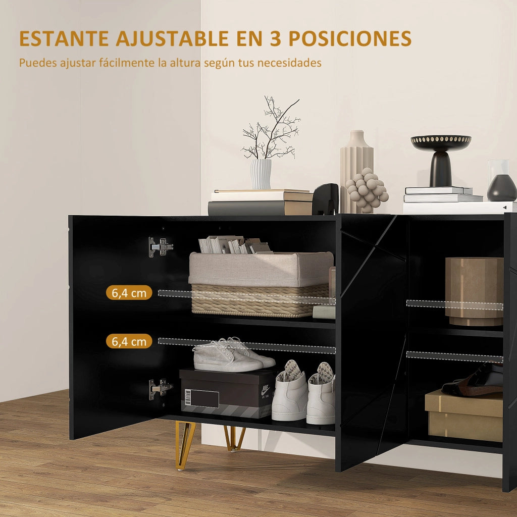 Credenza con 3 ante e ripiani regolabili ¨C Xylo ¨C Nero 120x40x75 cm