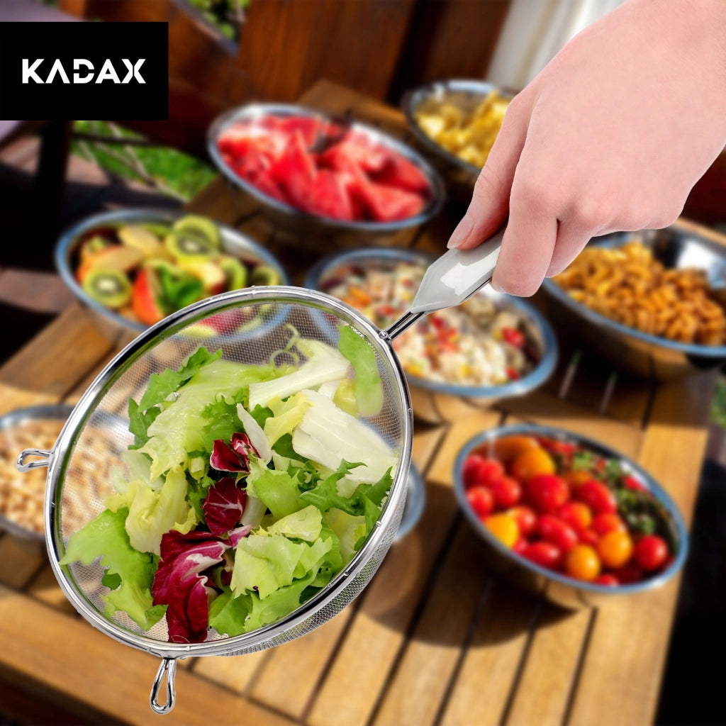 Colino da cucina KADAX con manico in acciaio per setacciare la farina, denso, 20 cm