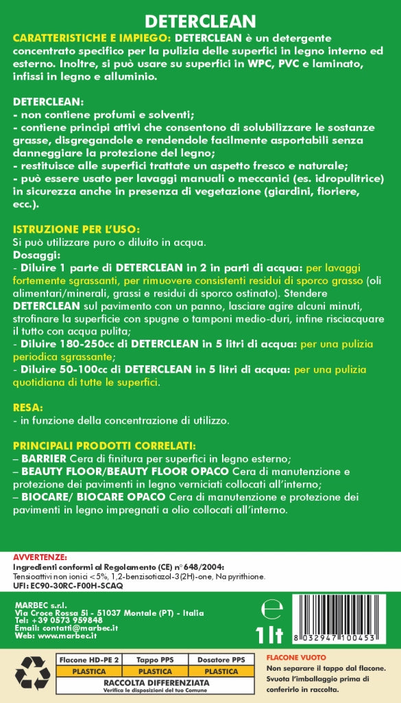 Detergente per pavimenti in legno DETERCLEAN   1LTx6Pz