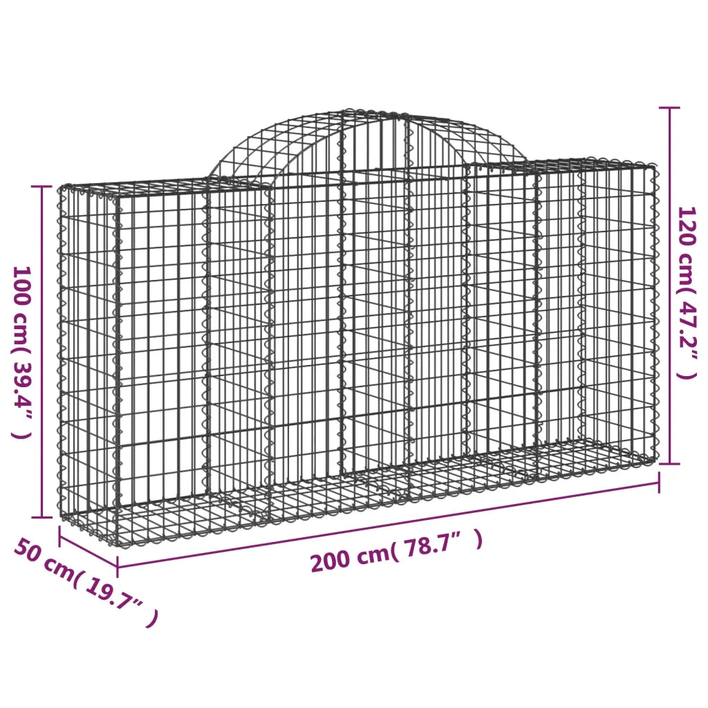 Cesti Gabbioni ad Arco 50 pz 200x50x100/120 cm Ferro Zincato 3146339