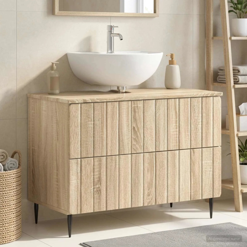 Armadio per Lavabo da Bagno ZWOLLE Rovere Sonoma 896357