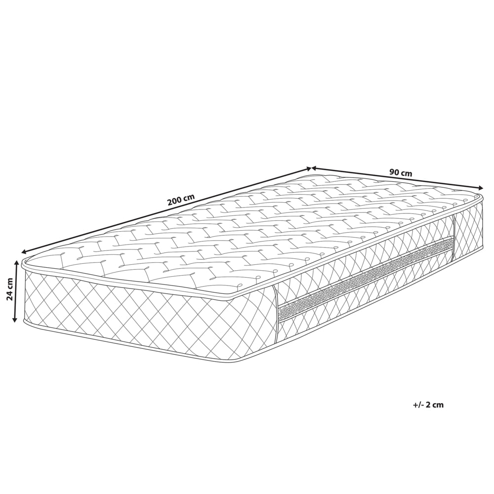 Materasso a molle insacchettate bianco rigido 90 x 200 cm in poliestere con memory foam di raffreddamento con cerniera
