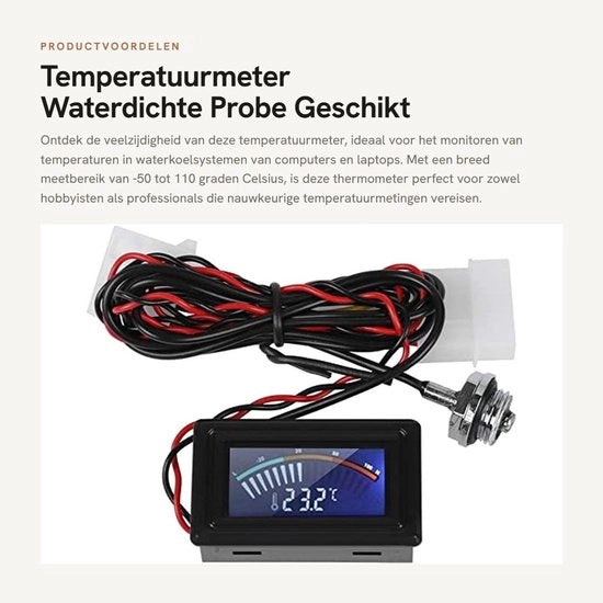 Termometro Acqua-Resistente - Misuratore di Temperatura per Computer - Misuratore di Temperatura per Laptop - Misuratore di Temperatura con Sonde - Misuratore di Temperatura - Intervallo di Temperatura -50 a 110 gradi - Termometro