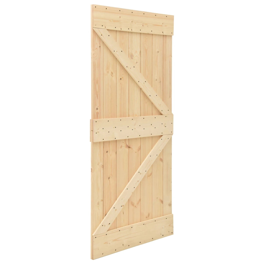 Porta scorrevole 2 pcs Naturale e Nero Legno Massello di Pino 3444887