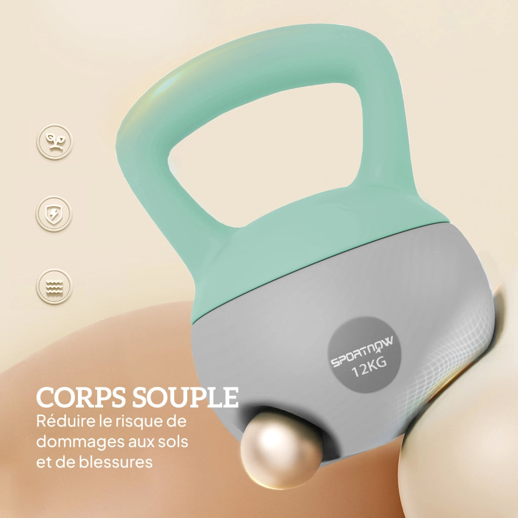 Kettlebell 12 kg ¨C zephmum ¨C grigio e verde 21x21x30 cm
