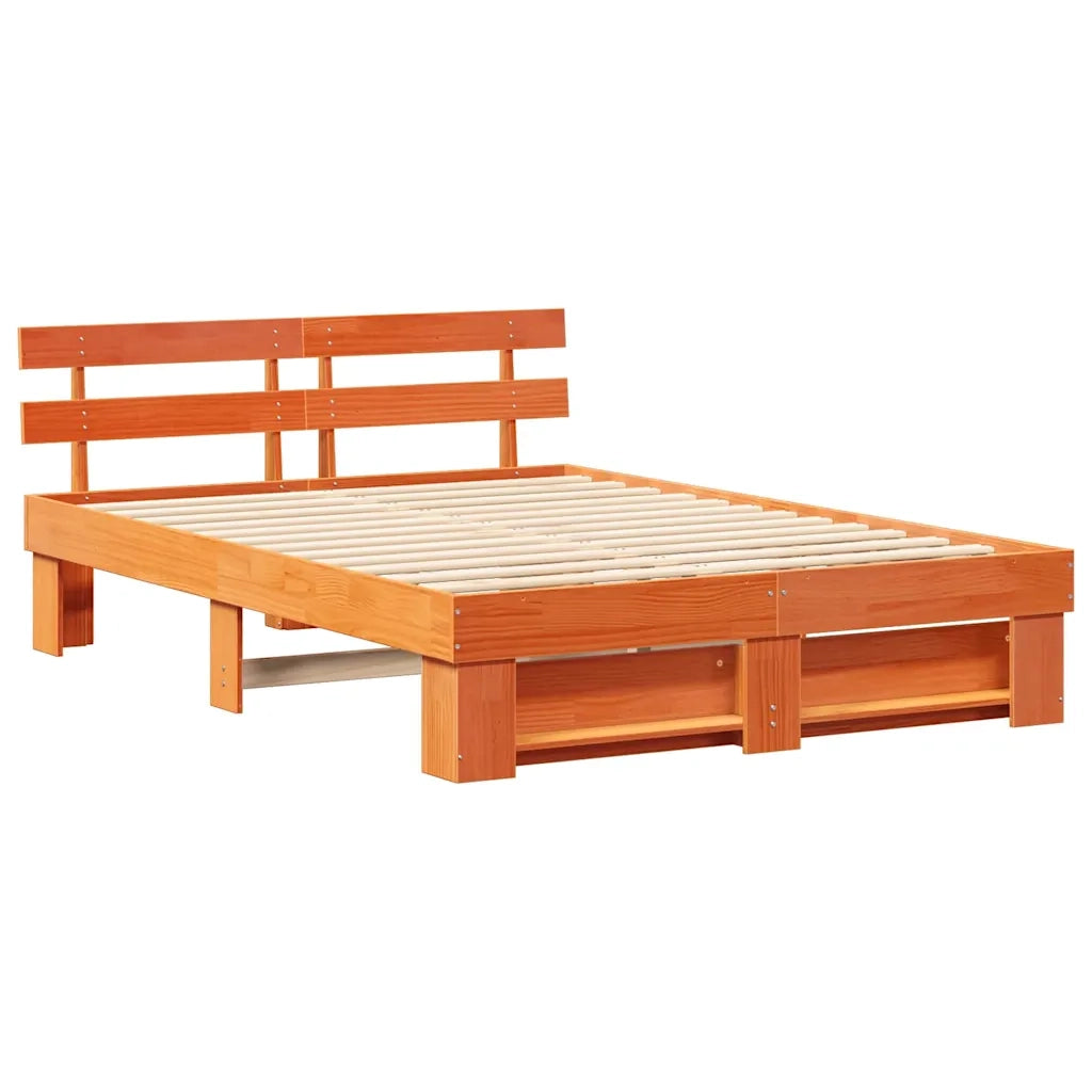 Letto matrimoniale | Letto per adulti | Struttura del letto Marrone cerato 160 x 200 cm Pino massello