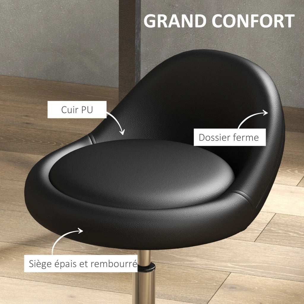 Sgabello da lavoro girevole con rotelle ¨C zephmum ¨C nero altezza regolabile 53-73 cm