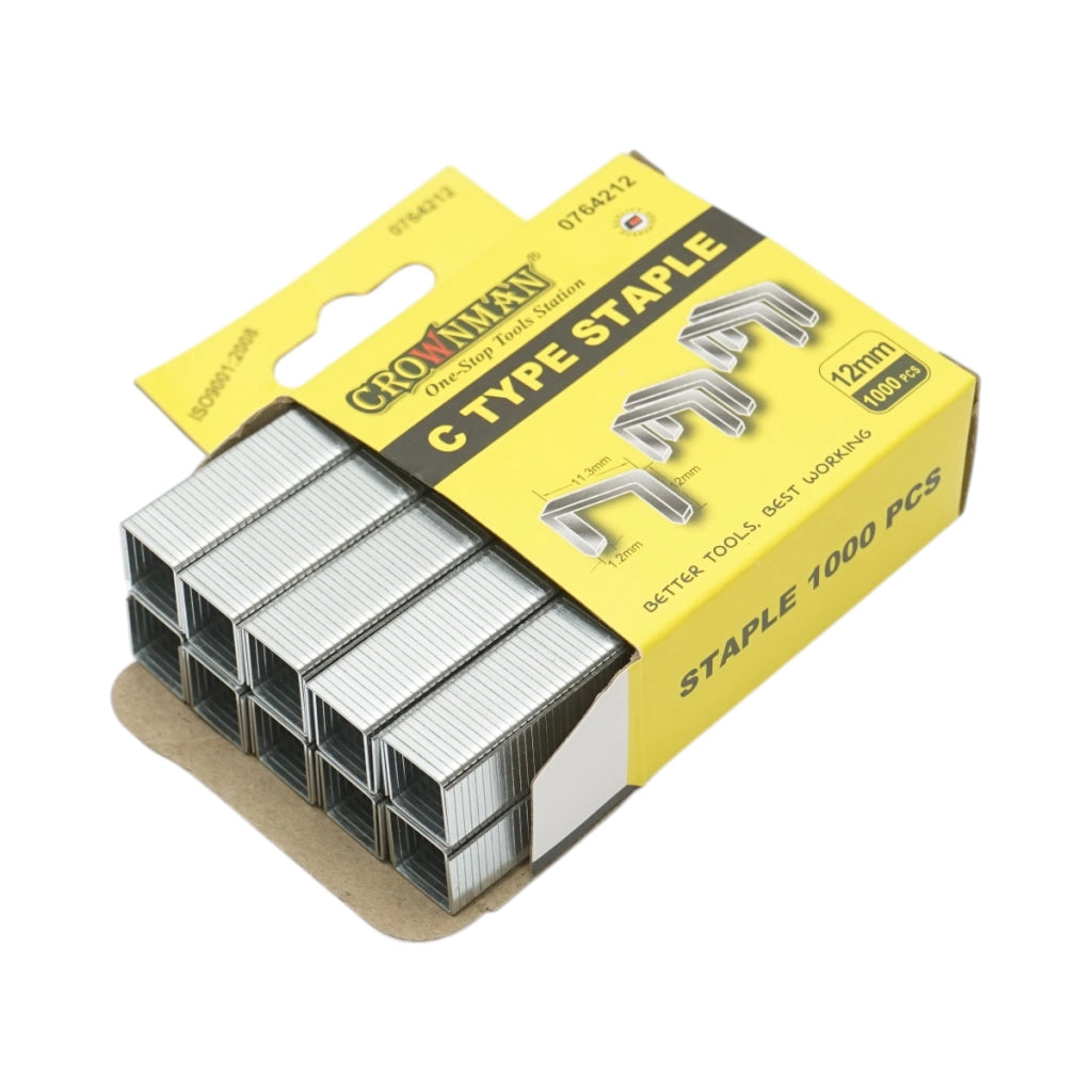 Punti metallici tipo C 1,2x11,3x12mm 1000 pezzi/set Crownman