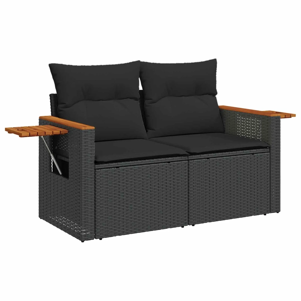 Set Divano da Giardino con cuscino 12 pcs Nero
