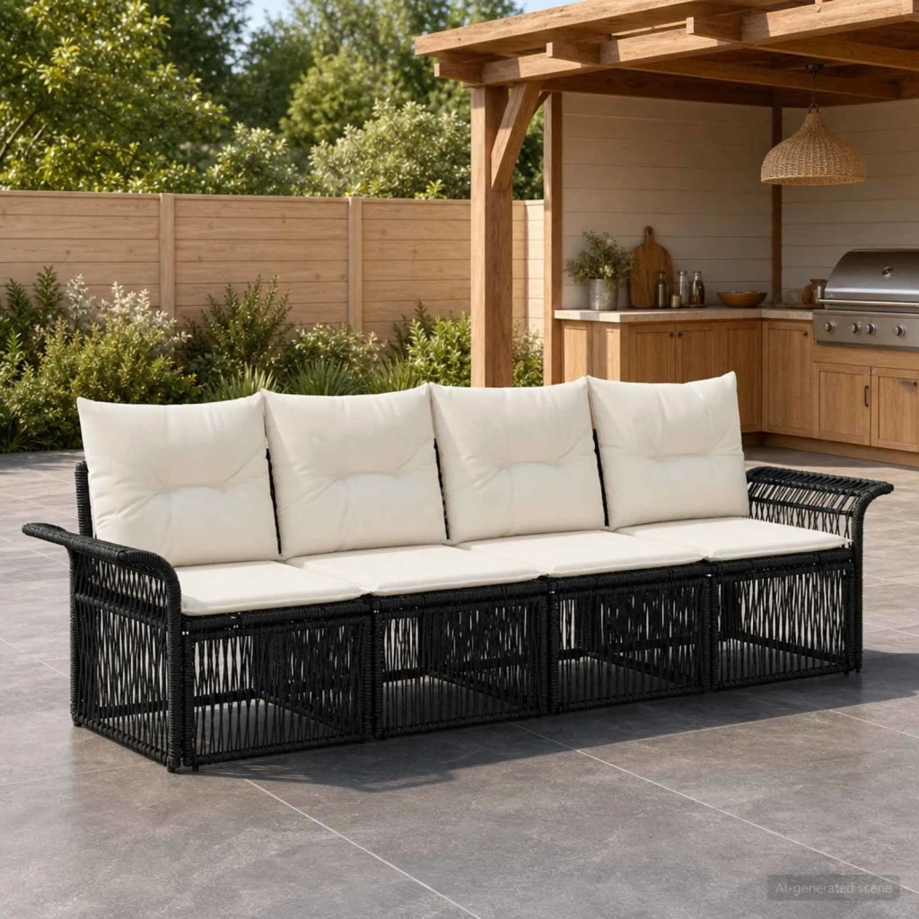Set Divano da Giardino 4 pz Nero polyrattan 3434752