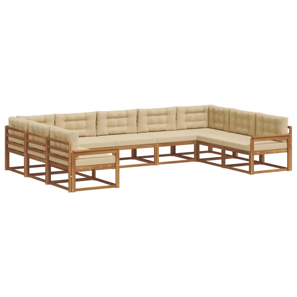 Set di divani da esterno con cuscino 9 pcs Naturale e Beige 3368161