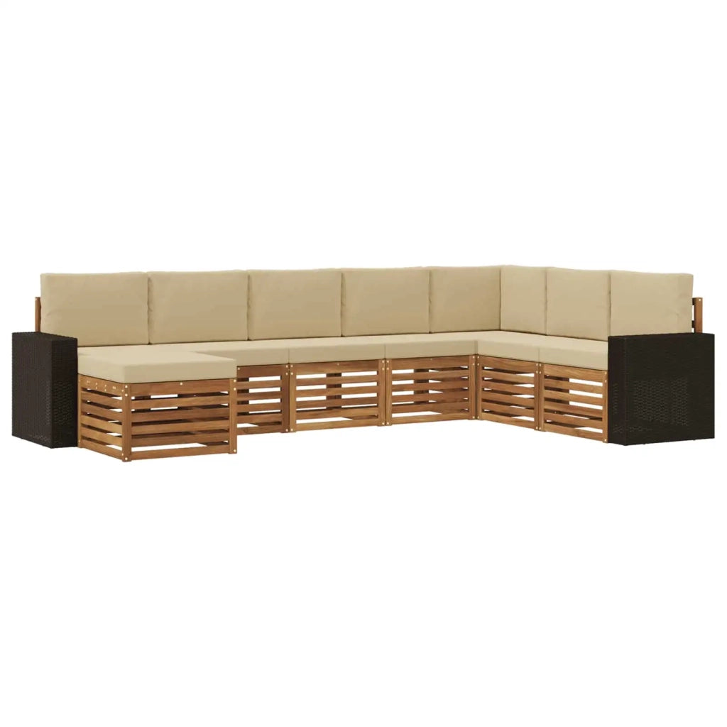 Set di divani da esterno con cuscino 8 pcs Naturale e Beige 3384724