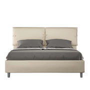 BS COM Letto matrimoniale con rete imbottito 160x200 similpelle tortora