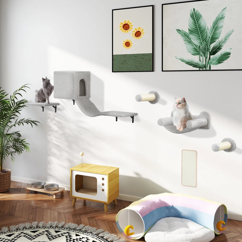 Gioco per Gatti con Condominio Piattaforma Amaca e Tiragraffi ¨C Minimal ¨C Grigio
