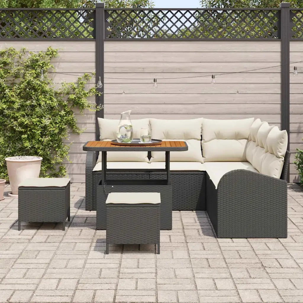 Set Divano da Giardino con cuscino 8 pcs Nero polyrattan 3362395