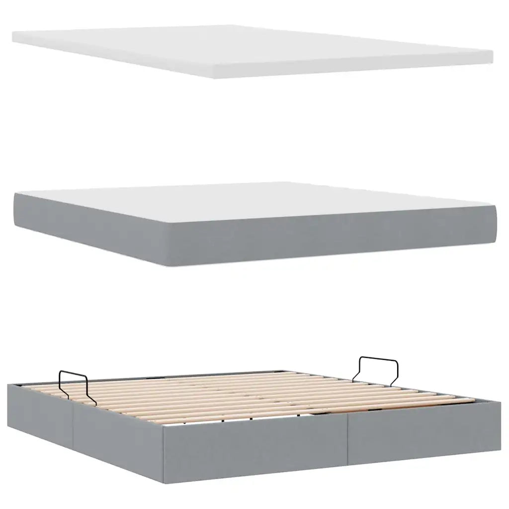 Letto con contenitore e materasso Grigio chiaro 180 x 200 cm