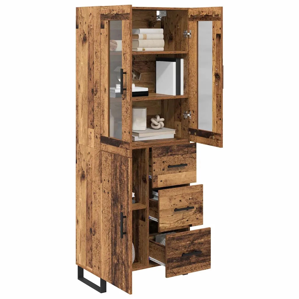 Credenza 2 pcs Legno vecchio Legno Stratificato e Vetro 3415681