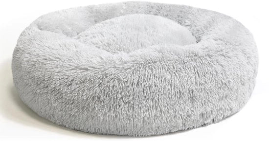 Letto per gatti e cani 50cm, morbido e soffice, letto per gatti e cani con piuma, resistente e lavabile, casa per animali in forma di donut, adatto per piccoli e medi gatti e cani (blu)