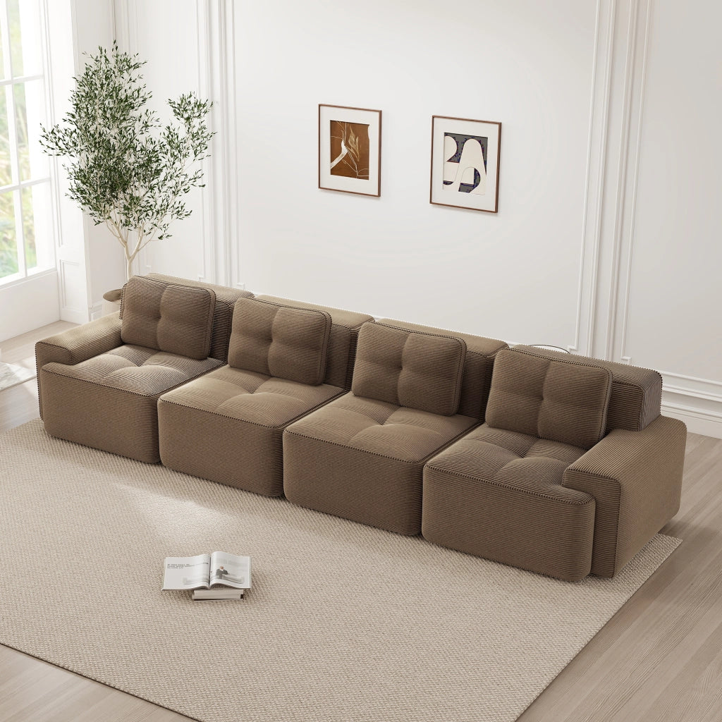 Sofa modulare senza ossa - Zephmum- 4 posti, design antiscivolo, tessuto velluto