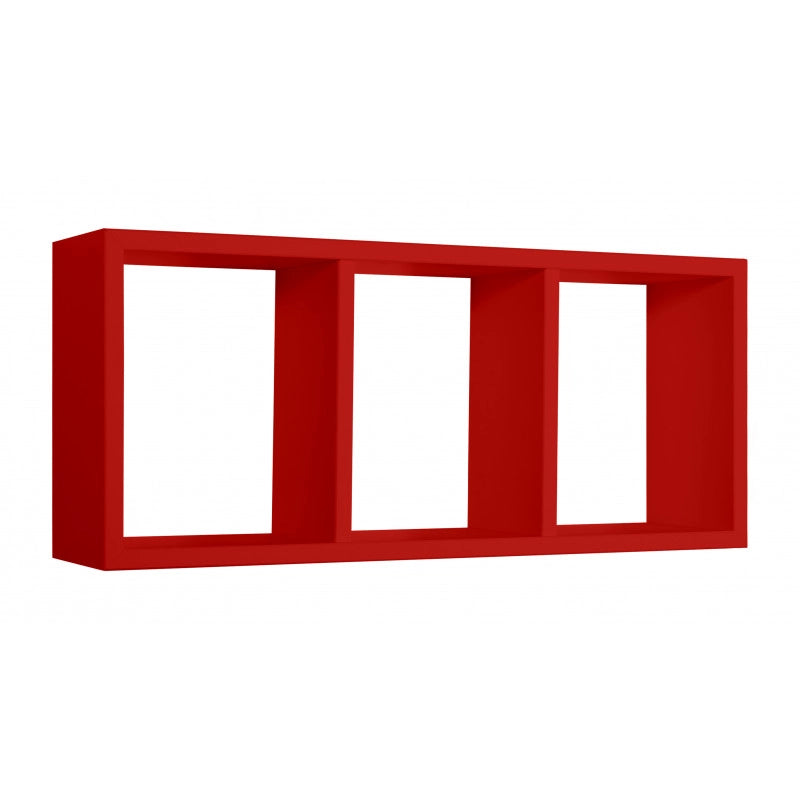 Mensola 3 Scomparti da Parete Rettangolare Moderno Rosso 70x15,5x30h - Sanitec