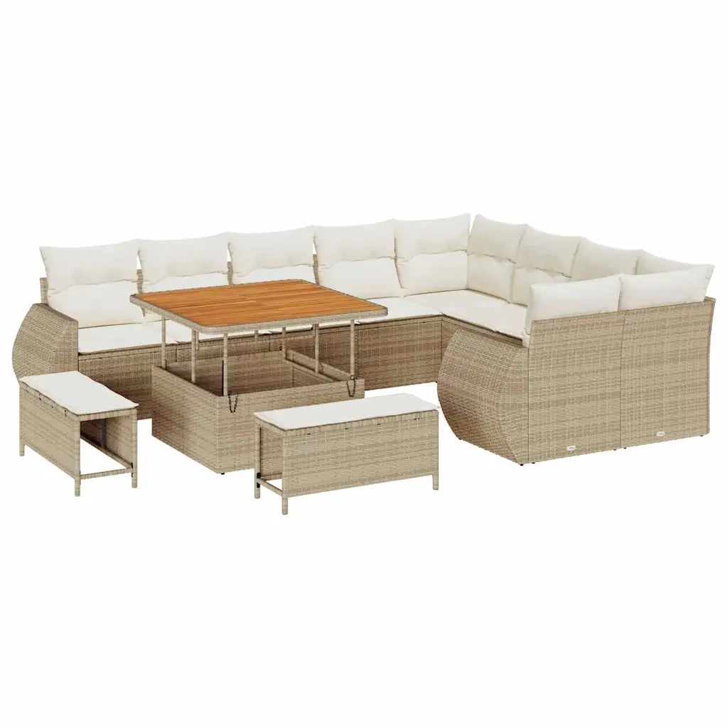 Set Divano da Giardino con cuscino 12 pcs beige e panna 3363856