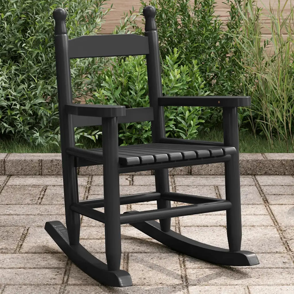 Sedia a Dondolo per Bambini nera in Legno Massello di Pioppo CFW9743940