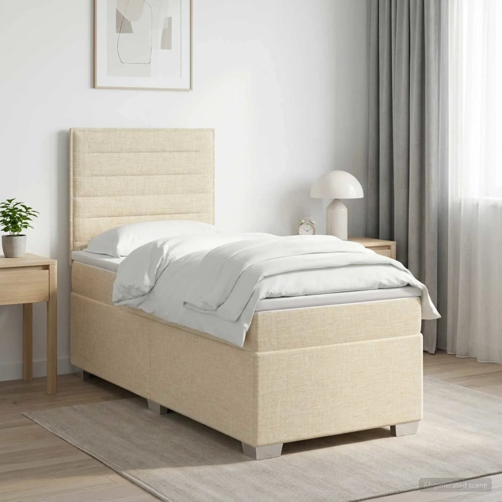 Letto box spring con materasso Crema 100 x 200 cm Tessuto 3453337