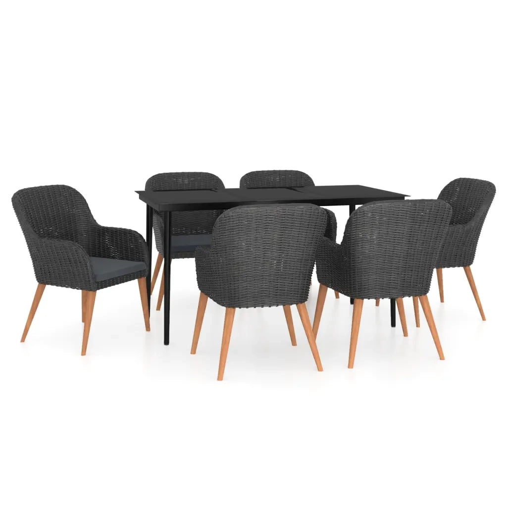 Set da Pranzo da Giardino 7 pz con Cuscini Nero 3099520