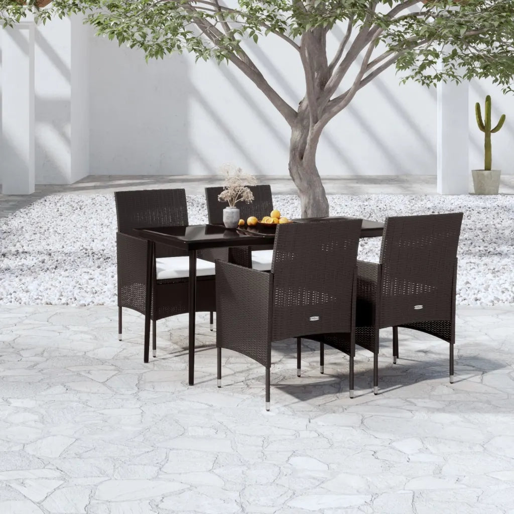 Set da Pranzo da Giardino 5 pz con Cuscini Nero 3099307