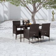 Set da Pranzo da Giardino 5 pz con Cuscini Nero 3099307