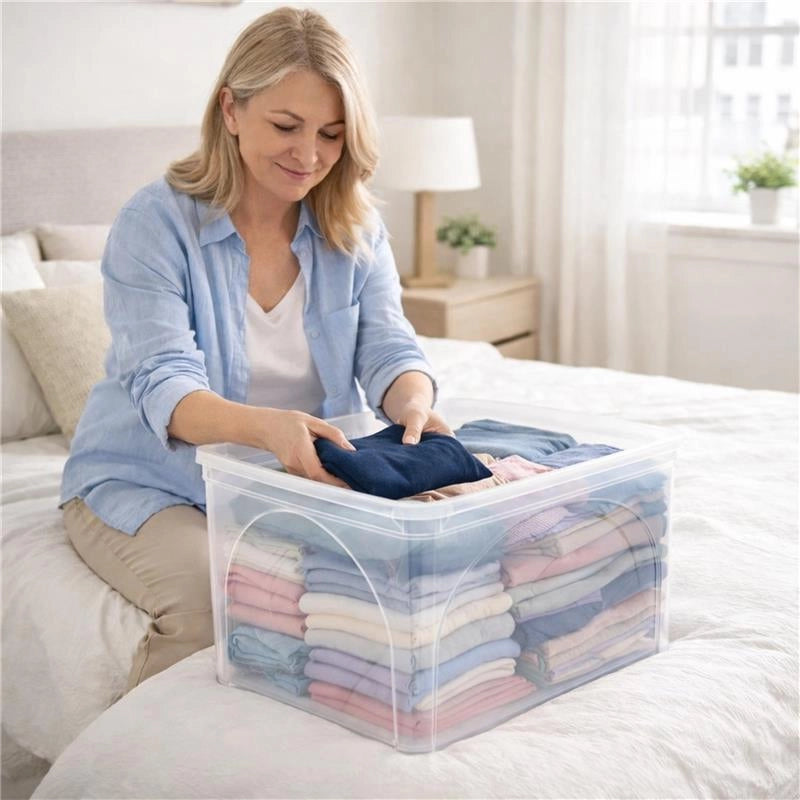 SET 3 PZ BOX CONTENITORE CON RUOTE DIMENSIONI 60X40X41 CM E COPERCHIO BIANCO