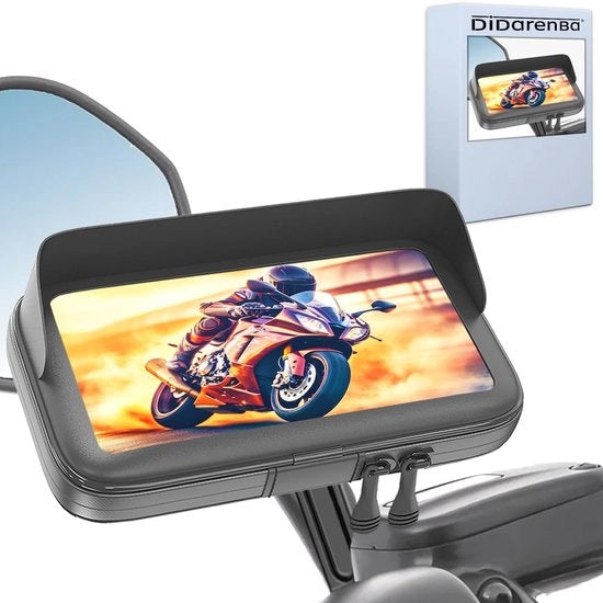 Supporto per smartphone acqua resistente - Supporto per smartphone per motocicletta - Supporto per smartphone per scooter - Specchietto retrovisore - Compatibile con smartphone fino a 7,5 pollici - Modello per motocicletta supporto per smartphone