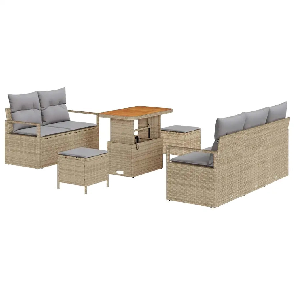 Set Divano da Giardino con cuscino 8 pcs Beige polyrattan 3362472