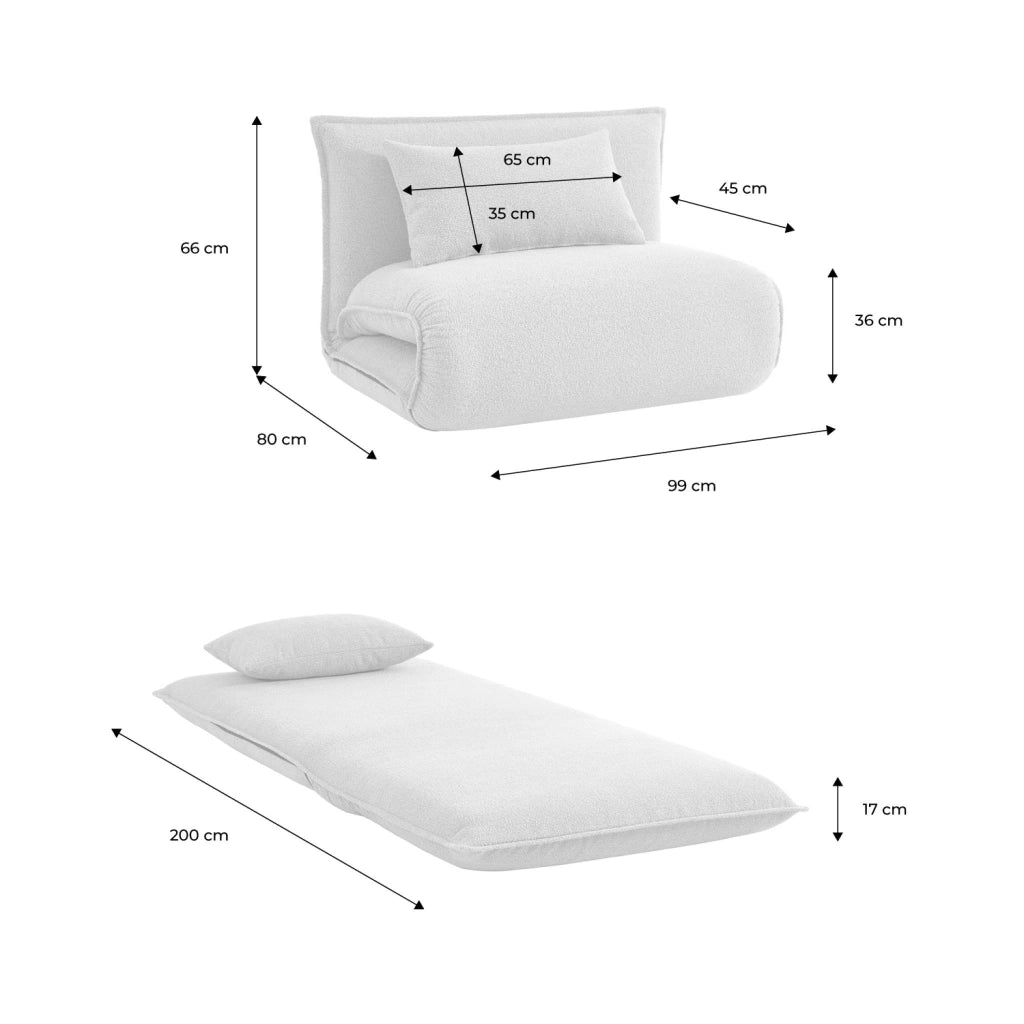 Poltrona letto trasformabile 1 posto bouclé testurizzato, mostarda