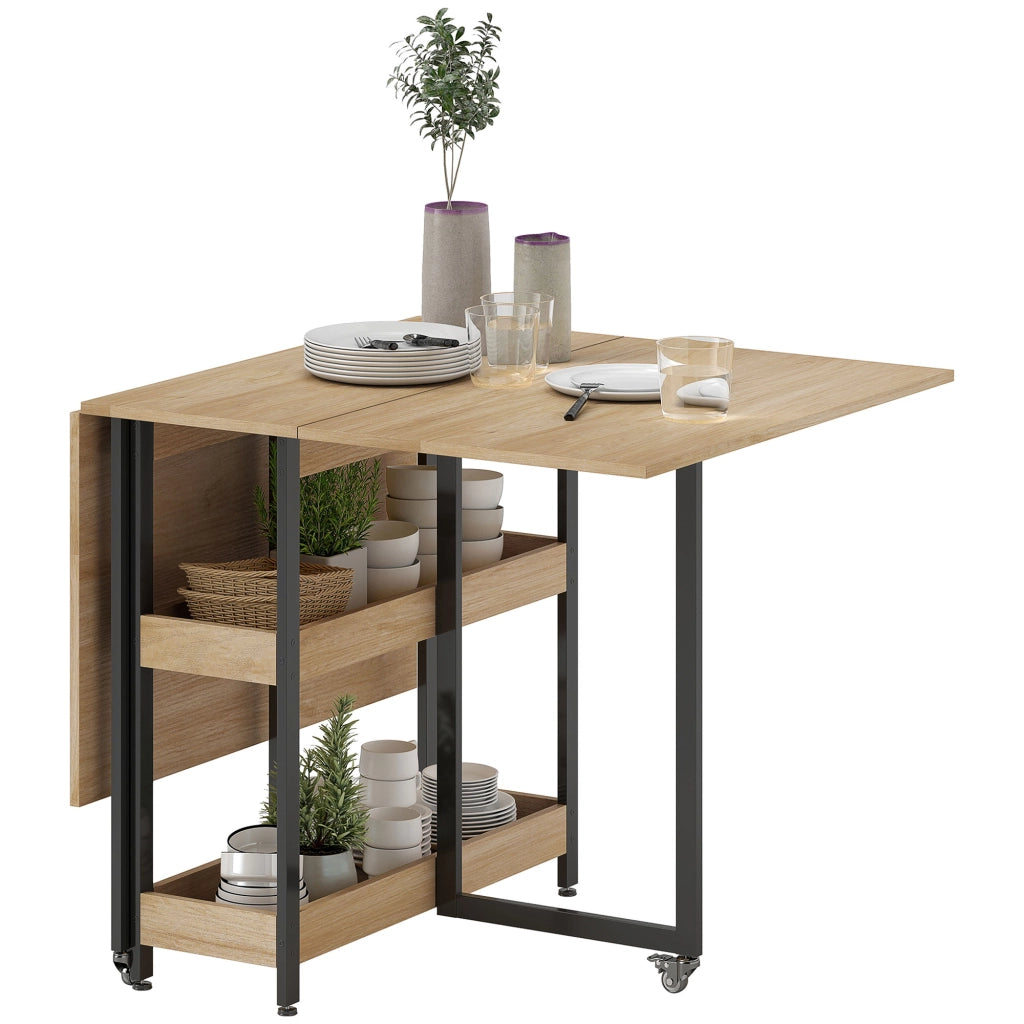 Tavolo da pranzo pieghevole ¨C Minimal ¨C quercia, con ruote
