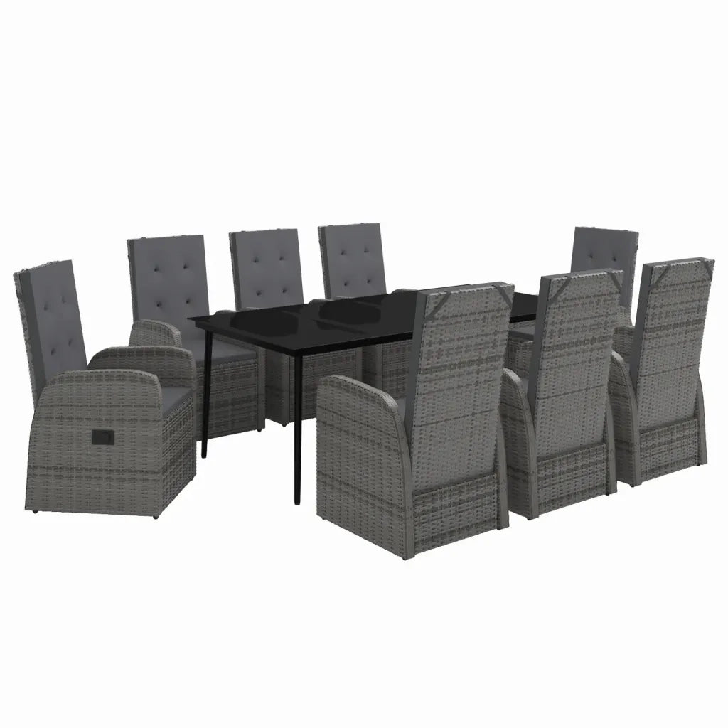 Set da Pranzo da Giardino 9 pz con Cuscini Grigio 3099490