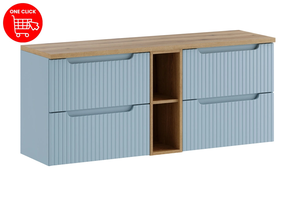 Set mobili bagno 140 cm con piano Nova Denim 140 cm