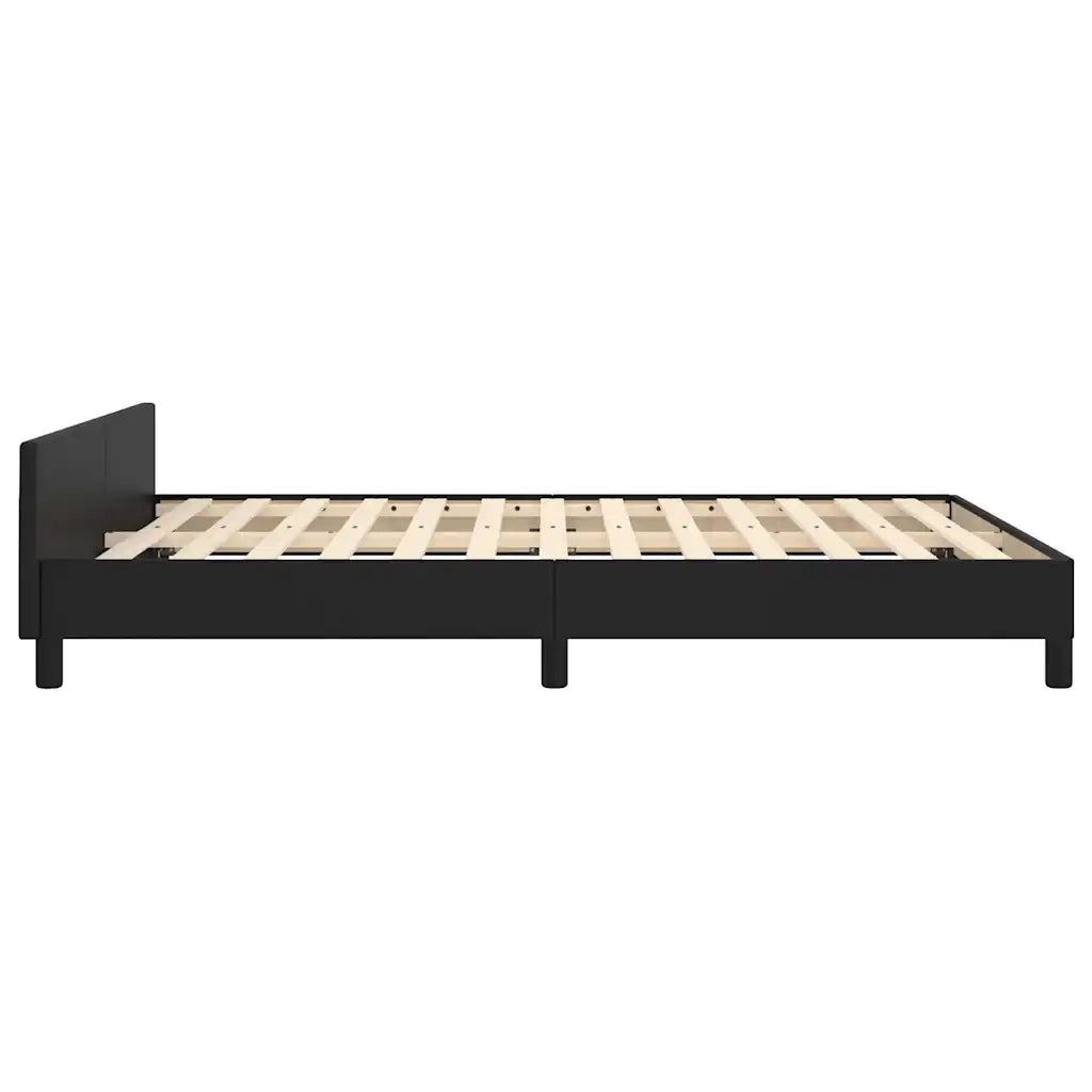 Letto matrimoniale | Letto per adulti | Giroletto con Testiera senza Materasso Nero 140x190 cm