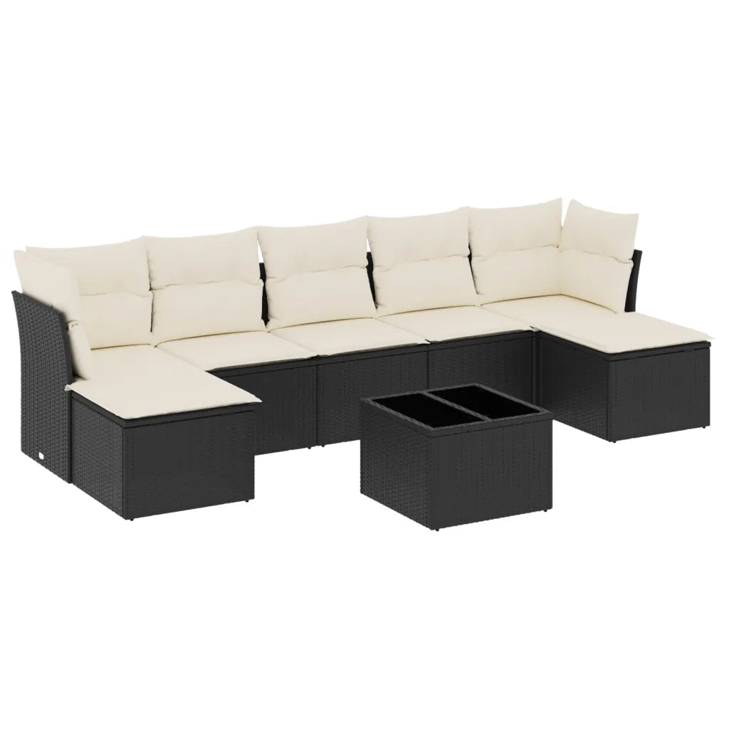 Set Divani da Giardino con Cuscini 8 pz Nero in Polyrattan 3249875