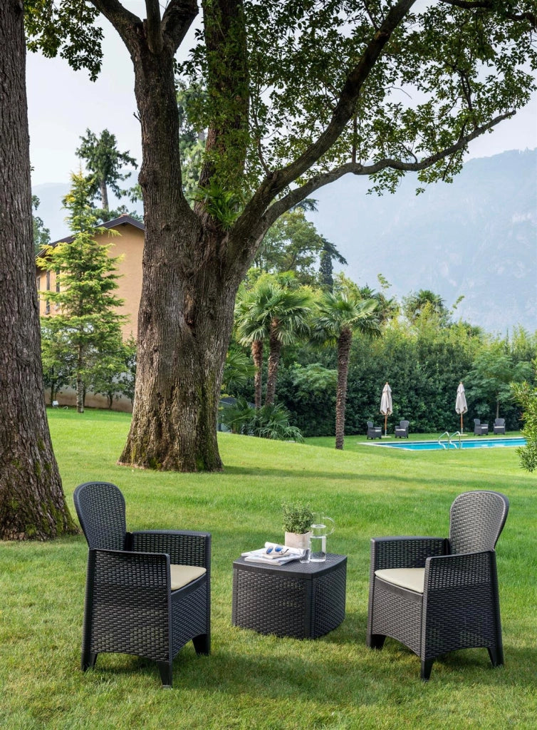 MAURY'S SALOTTINO ALESSIA DA GIARDINO CON CUSCINI 3 PZ ANTRACITE